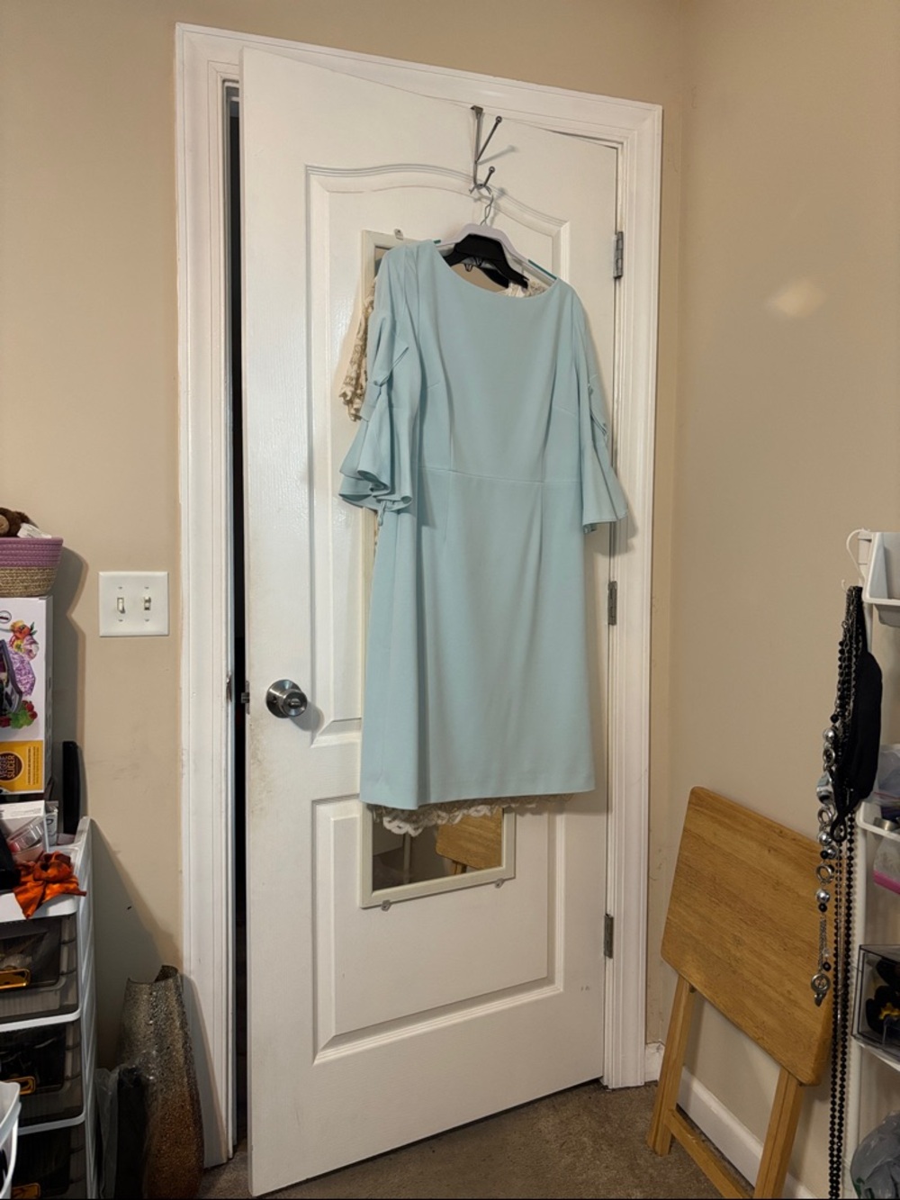 Preston & York Light Blue Midi Dress with Ruffle Sleeves